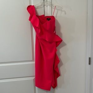Neon coral cocktail dress